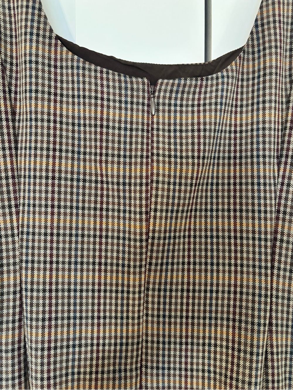 GAP Brown Plaid Square-Neck Pleated Mini Dress - Picture 4 of 8